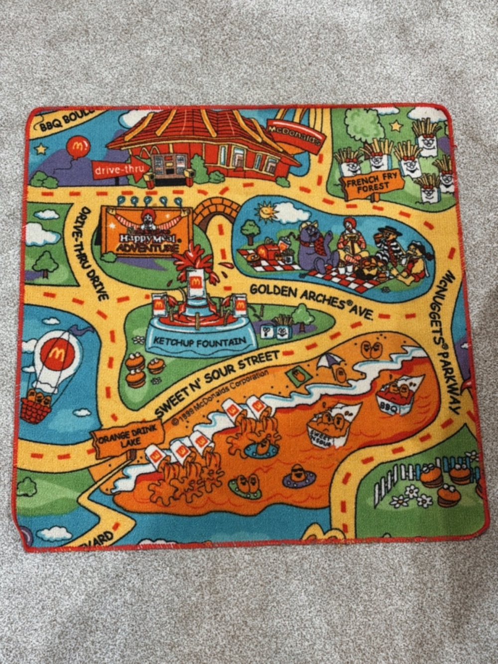 90’s/ Y2K Vintage 1999 McDonald’s Adventure Happy Meal Play Rug/Mat, Very Rare!